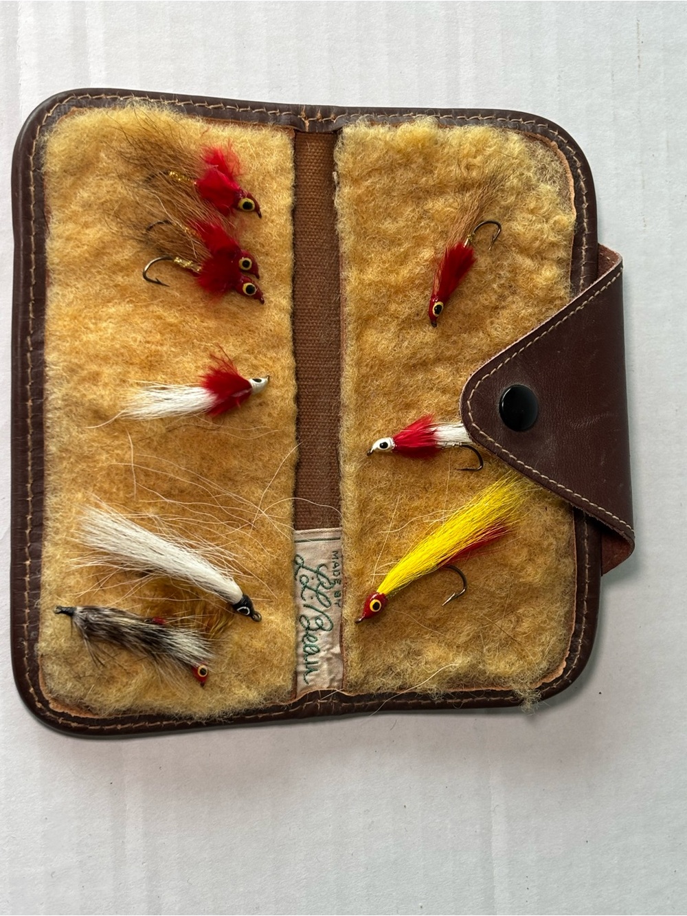 Levi's Brown Leather Fly Wallet with Red, White & Yellow Flies